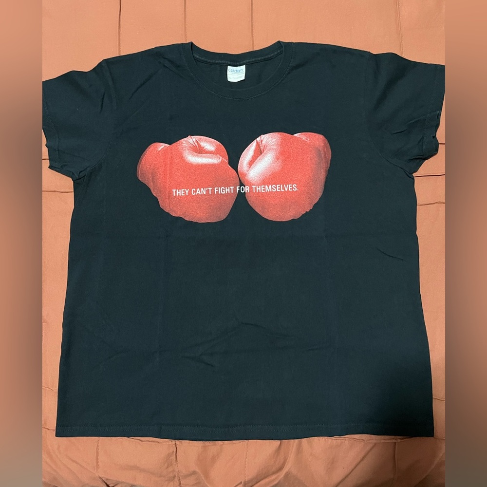 Gildan Black Tee with Red Boxing Gloves Graphic